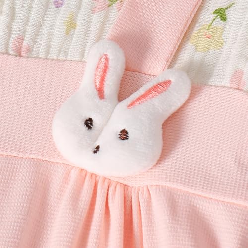 Hopscotch Girls Short Sleeves Pink Lace Collar Floral Cotton Romper For Ages (9-12 Months)