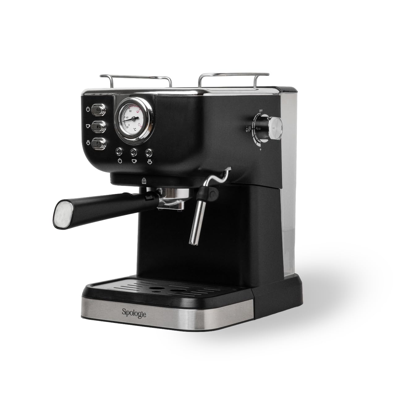 Sipologie Cafe Maestro Espresso Machine, Coffee Maker for Home & Office | Frother Wand for Cappuccino, Latte & Espresso | Stainless Steel, Easy to Use & Clean