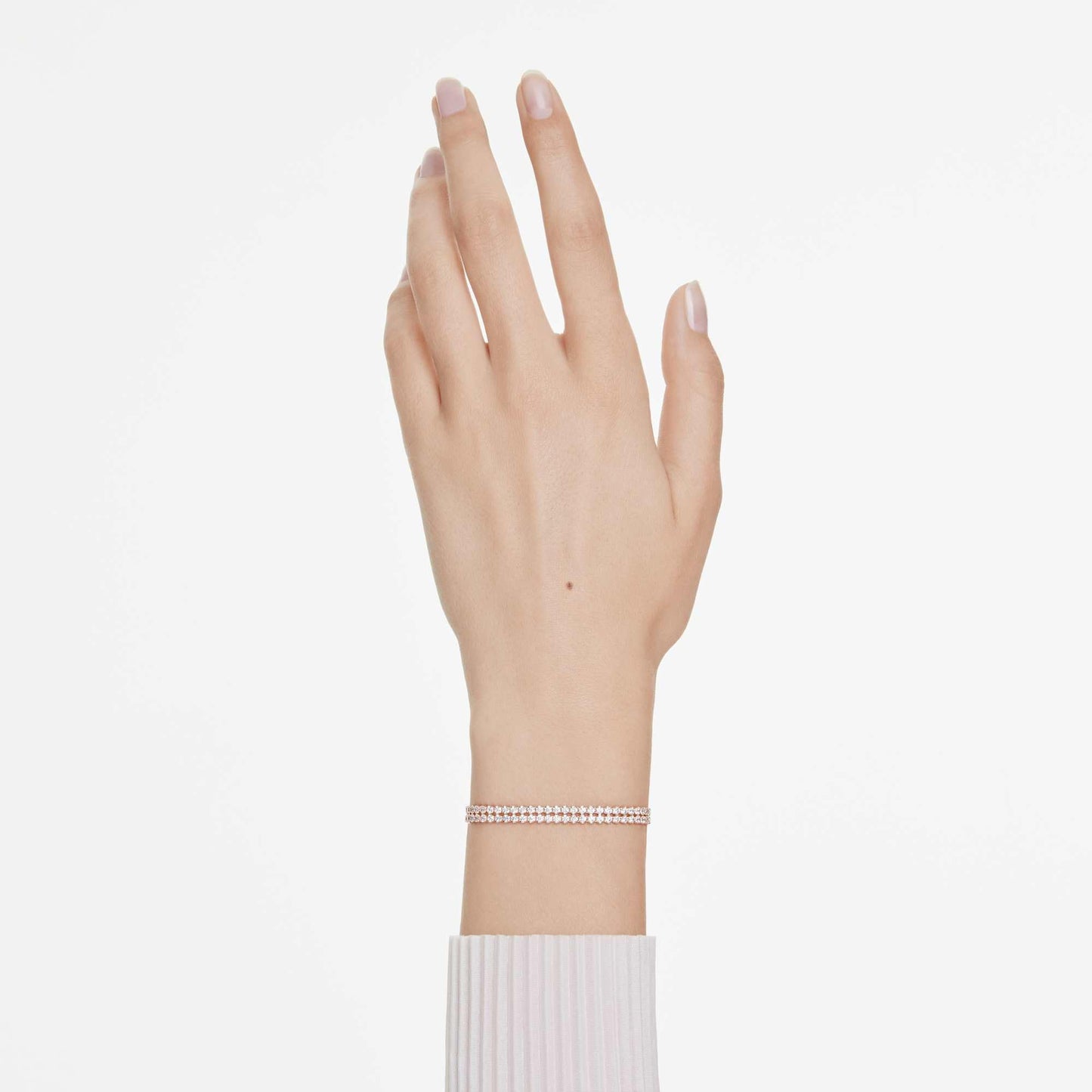 [Official] [Swarovski] Matrix Tennis Bracelet, Round Cut, White, Rose Gold Tone Plating, ワンサイズ, Crystal, No Gemstone