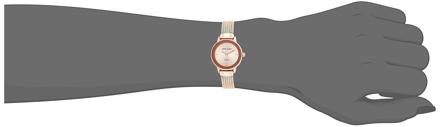 Anne Klein Women's AK/3220RGRG Diamond-Accented Rose Gold-Tone Chain Bracelet Watch