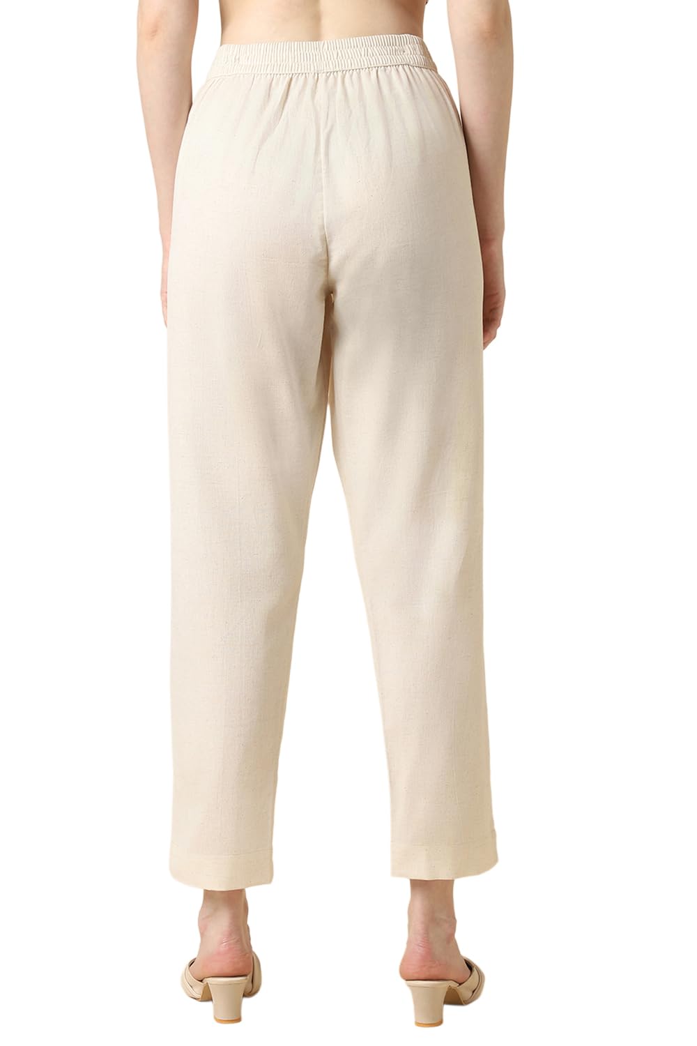 Van Heusen Women Cotton Solid Cigarette Pant - Relax Fit, Functional Pocketss