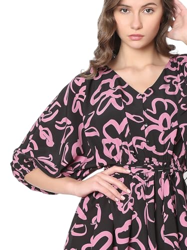 Vero Moda Women's Polyester Fit and Flare Above The Knee Dress (10320333-Jet Black_Jet