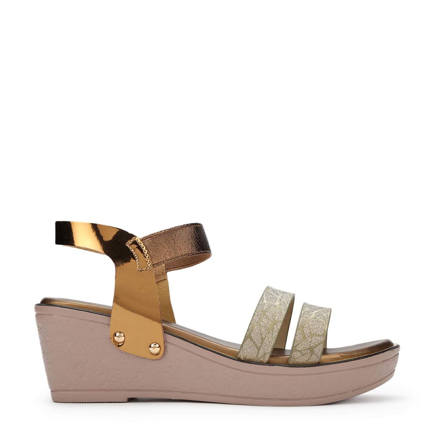 Marc Loire Women Open Toe Double Straps Platform Heels (Copper, Numeric_5)