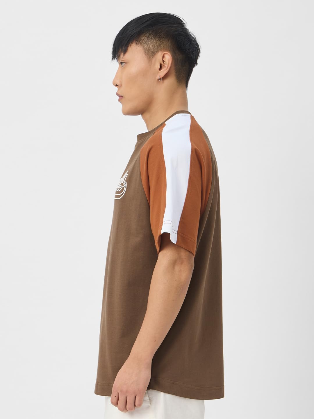 The Souled Store Originals : Racer Brown Mens and Boys Oversize Fit Half Sleeves Cotton T-Shirt