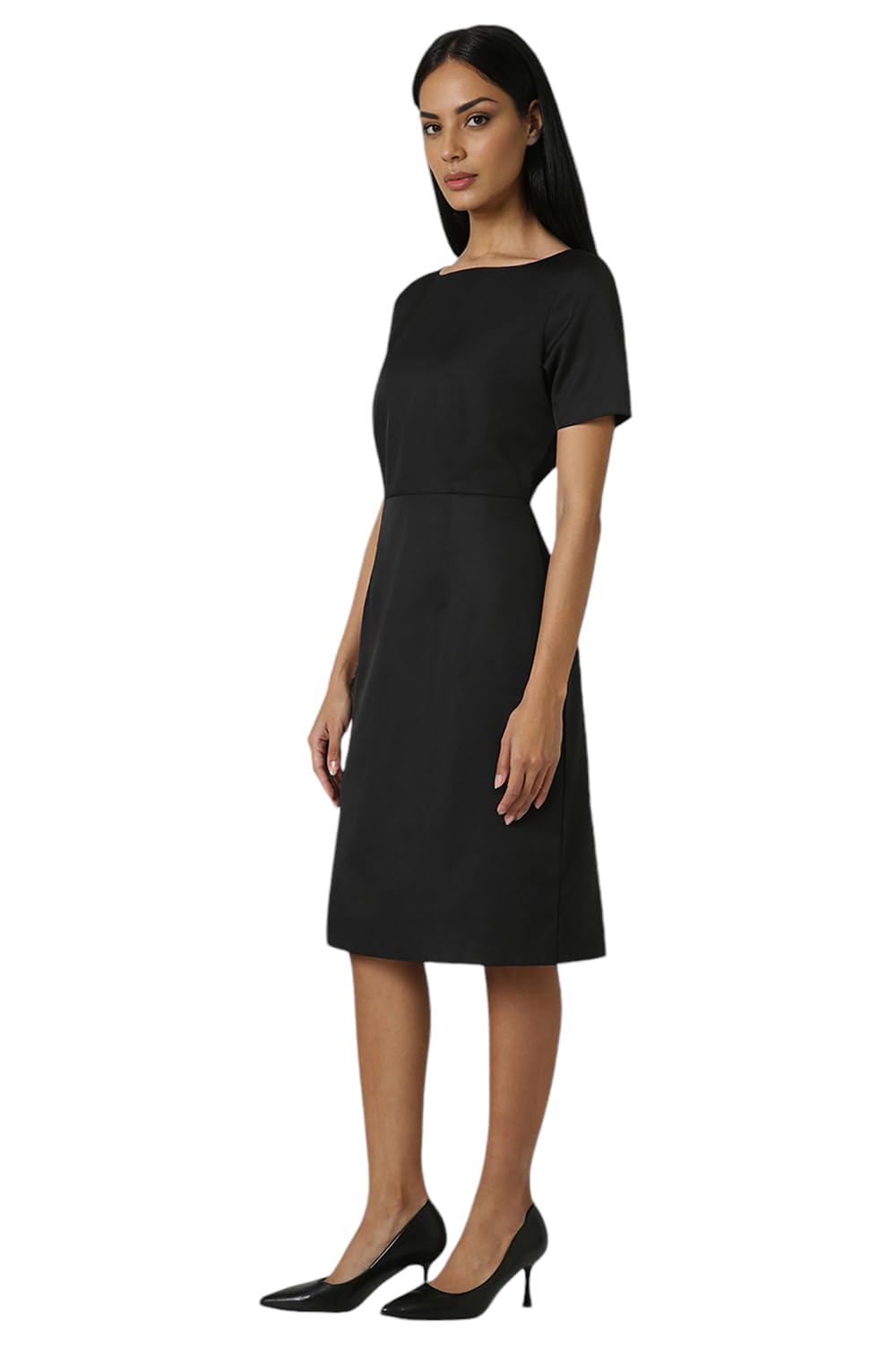Van Heusen Women Women's Polyester Blend Modern Above The Knee Dress (VWDRCRGFY60768_Black
