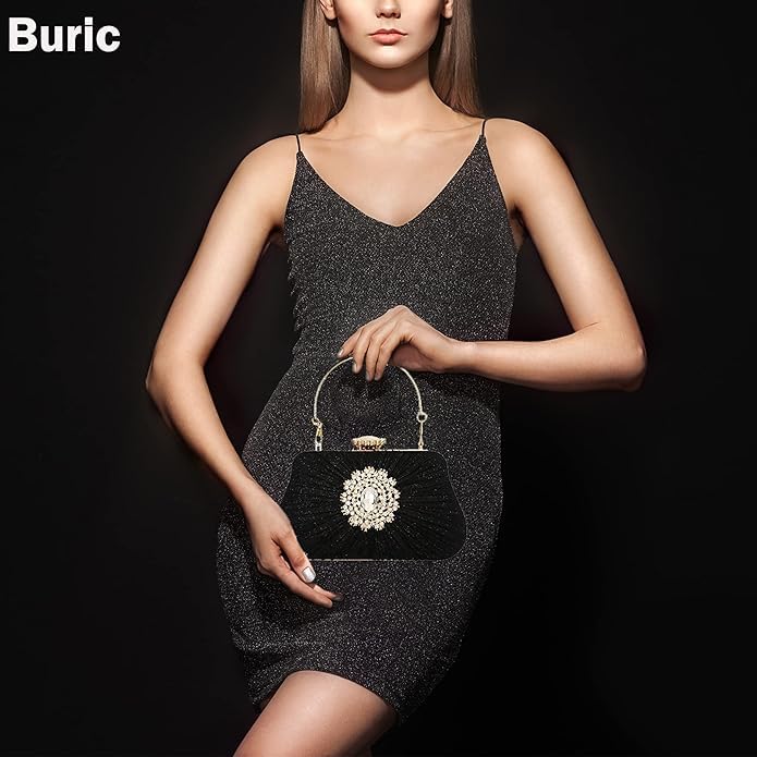 Mastyle® Pleated Handbag With Rhinestone Pattern And Beaded Finish For Women