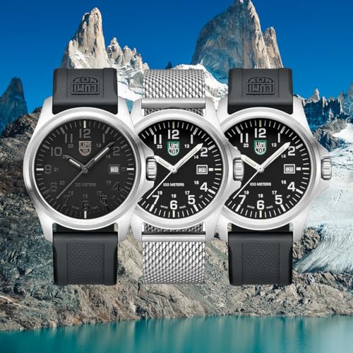 Luminox - G Moon Valley - Mens Watch 43mm - Divers Watch Date Function - 100m Water Resistant - Mens Watches - Swiss Made - Different Variations, Case:silver, Dial:black, Band:black, Number:grey