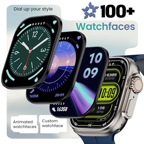 GOBOULT Newly Launched Crown Pro Smart Watch 2.01'' AMOLED, BT Calling, Working Crown, Zinc Alloy Frame, AI Voice Assistant, SpO2 Monitoring, 120+ Sports Mode (Blue)