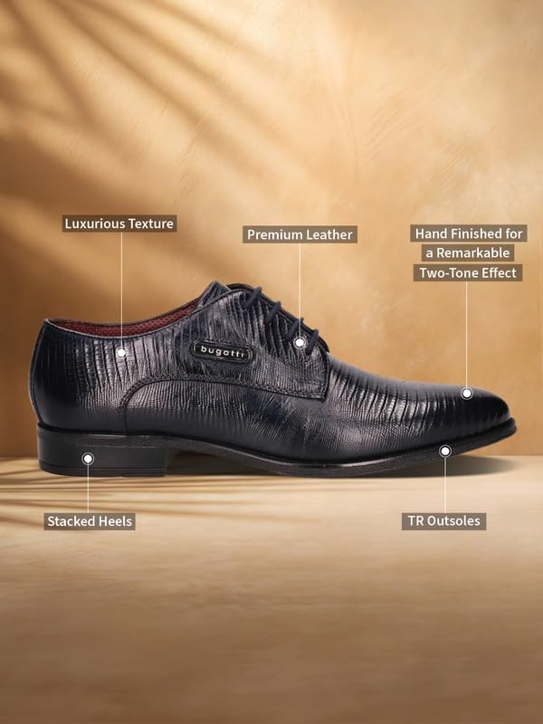 Bugatti Zavinio Dark Blue Leather Mens Derby Shoes - UK 12