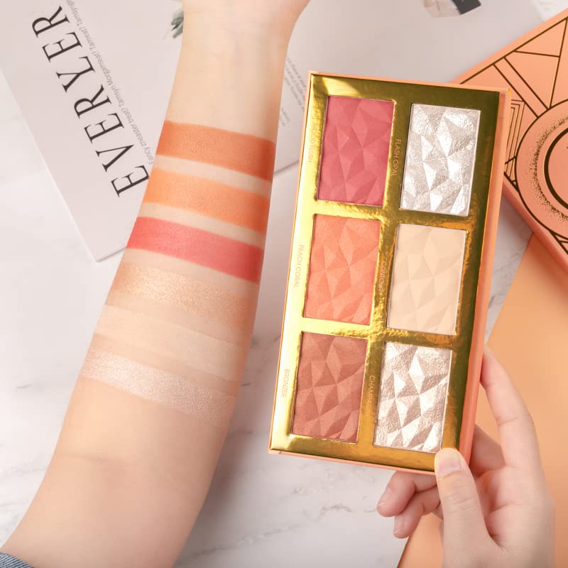 COSLUXE IMAGIC PROfessional Makeup Pallete for women Girls, 6 COLOR HIGHLIGHT,BLUSH AND CONTOUR PALETTE 24g