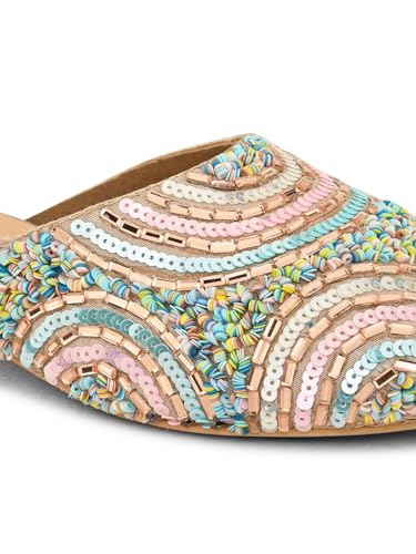 pelle albero Women's Rose Gold Synthetic upper Slip-On Sandals