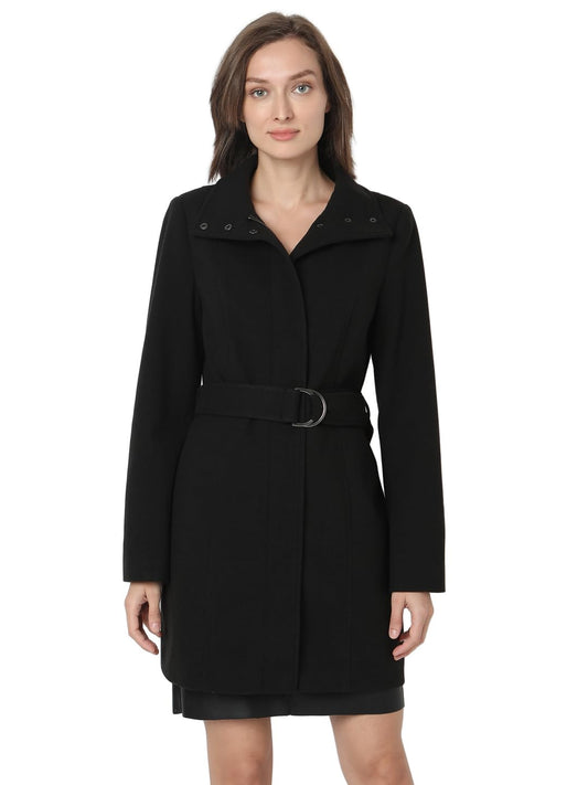 VERO MODA Women's Regular Fit Black Coat