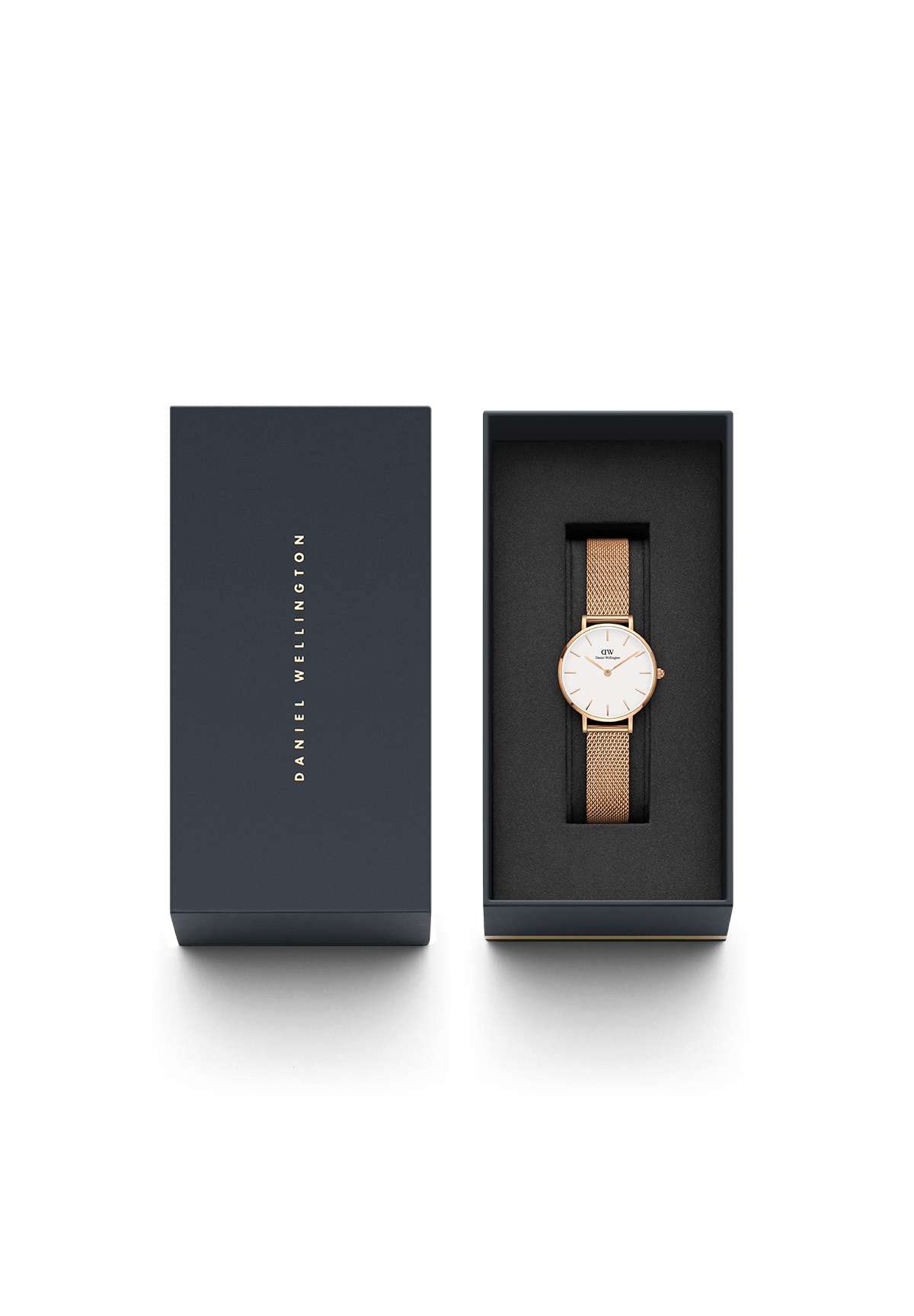 Daniel Wellington Petite Analog Watch for Women with White Round Dial & Rose Gold Stainless Steel Bracelet Band Water Resistant Women's Wrist Watches - DW00100418