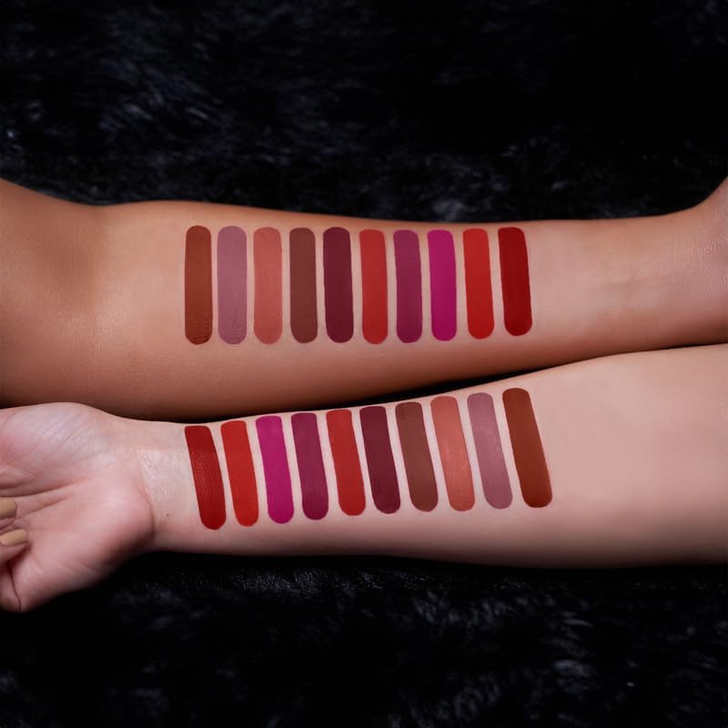 RENEE Stay Forever Matte Liquid Lipstick Combo | Transfer & Smudge-Proof | Long Lasting | Infused with Vitamin E & Jojoba Oil | Perfect for Gifting, Wedding & Special Occasions | Travel Pack of 10