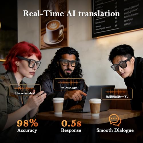 AVINMER AG01 Smart Glasses with 8MP Camera, AI Smart Glasses with GPT-4.0, Real-Time Translation, Bluetooth Audio, IP67 Waterproof Camera Glasses for Sports, Travel & Vlog Content Creators