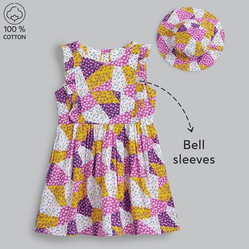 Hopscotch Girls Multi Sleeveless Floral Casual Dress for Ages (5-6 Years)