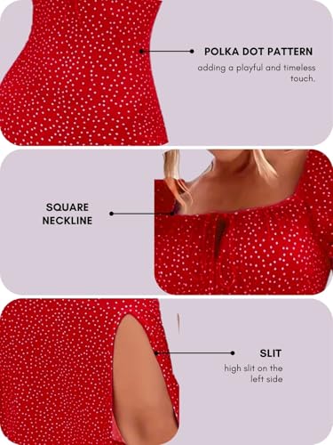 GRECIILOOKS Dress | Stylish Dresses for Women | One Piece | Short Sleeve | Knee Lenght Summer Dress for Women (in, Alpha, S, Cherry RED)