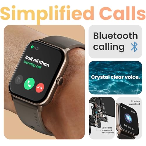 Boult Drift+ Smart Watch 1.85''HD Screen, Bluetooth Calling, IP68, 500 Nits Brightness,150+ Watchfaces, AI Voice Assistant, SpO2 Monitoring, 100+ Sports Mode Smartwatch (Black Coffee)