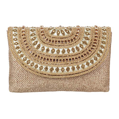 Metro Womens Synthetic Antic Gold Clutch (One Size)