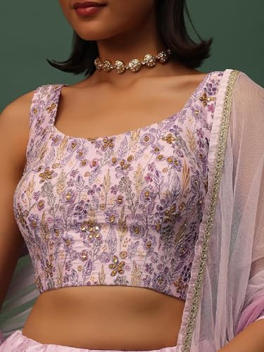 Zeel Clothing Digital Print Mirror Hand Work Georgette Lehenga Choli with Dupatta (5100-Pink-Wedding-Stylish-Lehenga-Choli; Free Size)