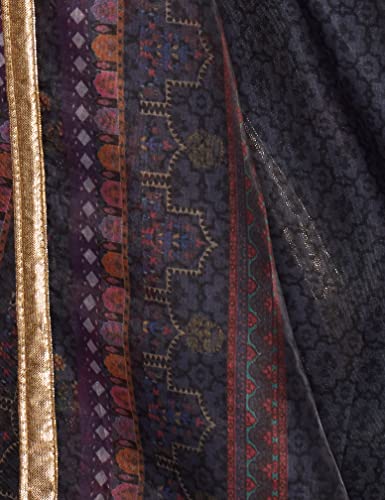 W for Woman Wishful Women's Floral Polyester Dupatta (22Fes81110-116895-Grey-Free Size_Greyish Blue_Free Size)