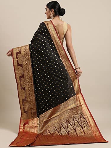 Panzora Women's Banarasi Silk Saree With Unstitched Blouse Piece