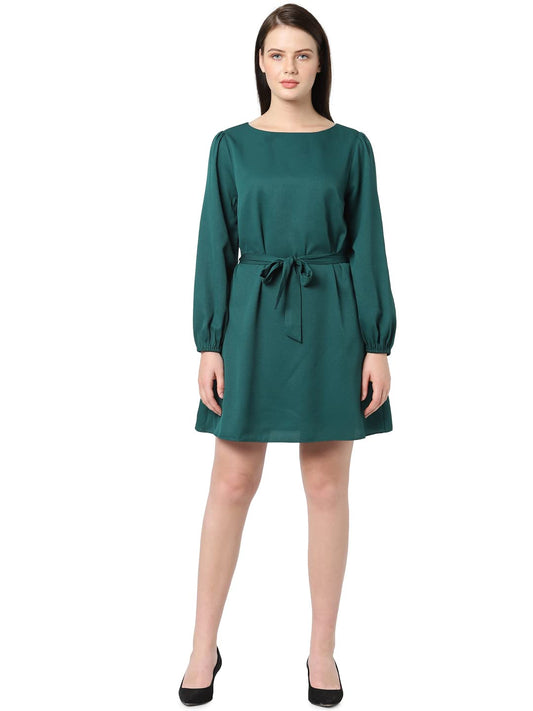 Vero Moda Women's Polyester A-Line Above The Knee Dress (238933901-Rain Forest_Rain M) Green