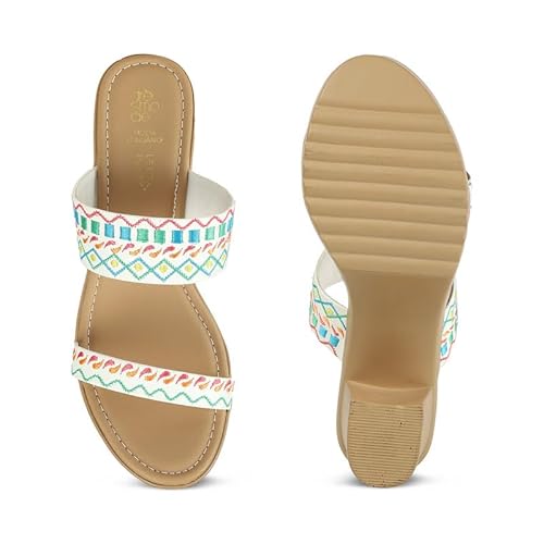 tresmode ATHENA White Women's Dress Block Heel Sandals in Size 4 UK / 37 EU
