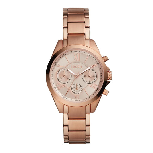 Fossil Fashion Analog Rose Gold Dial Women's Watch-BQ3036 Stainless Steel, Rose Gold Strap