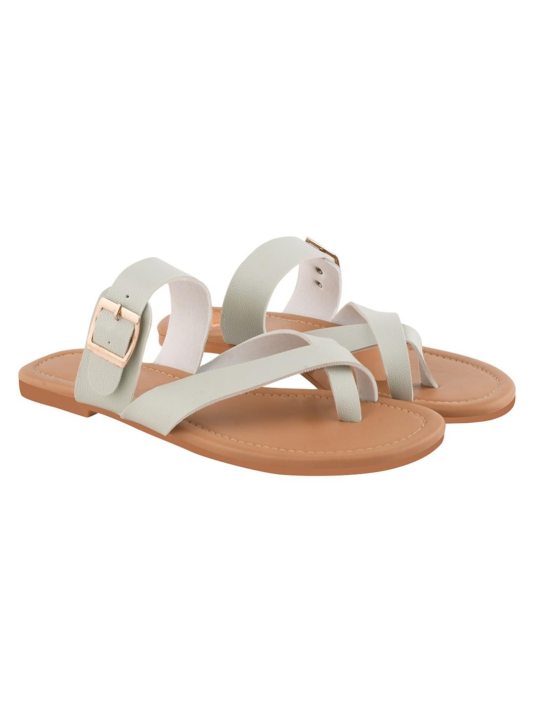 GLEMATOZ Women?s Green Flat Sandals with Lightweight Non-Slip Sole Perfect for Everyday Footwear, Beach, or Vacation EU42