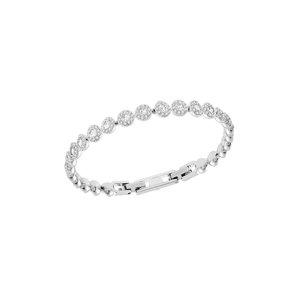 Swarovski Una Angelic bracelet, Round cut, Pavé, Small, White, Rhodium plated