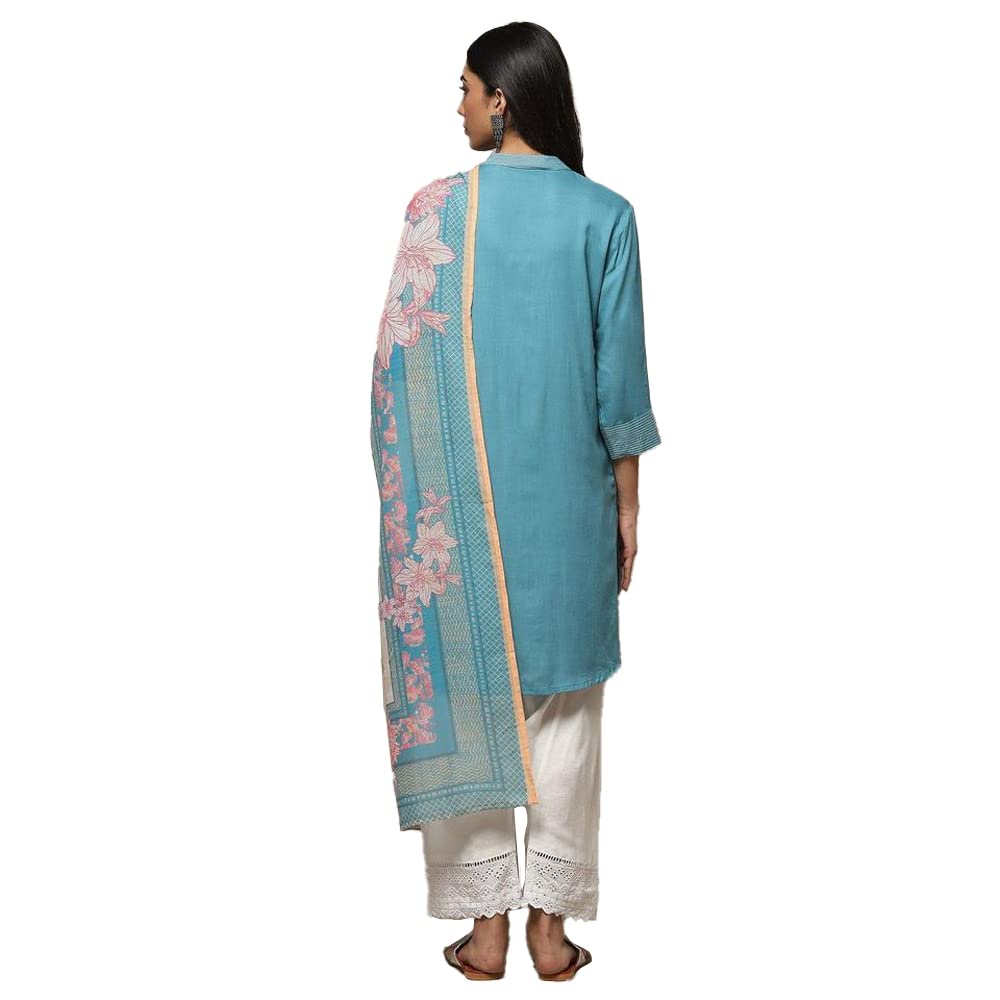 BIBA WOMEN SOLID RELAXED SALWAR KURTA DUPATTA(SKDLOUNGE I8525_TURQUOISE_38)