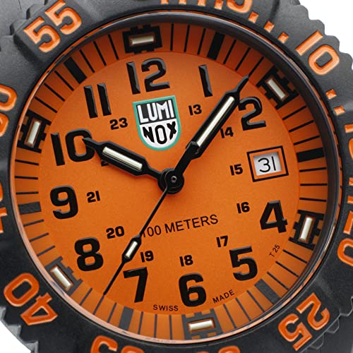 Luminox - G Sea Lion - Mens Watch - 44mm / 38mm - Military Watch Date Function - 100m Water Resistant - Mens Watches - Swiss Made - Different Variations and Size, Dial: Orange, Numbers: Black, Case