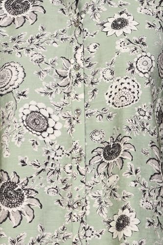 W for Woman Green Floral Printed Straight Shirt - (W31488-127120-XXL)
