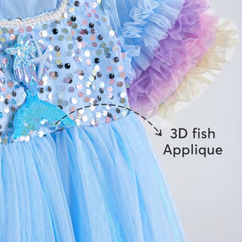 Hopscotch Girls Blue Short Sleeves Sequined Ruffled Gown for Age (12-24 Months)