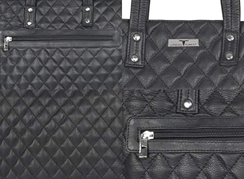 URBAN FOREST Nancy Black Quilted Leather Handbag for Women