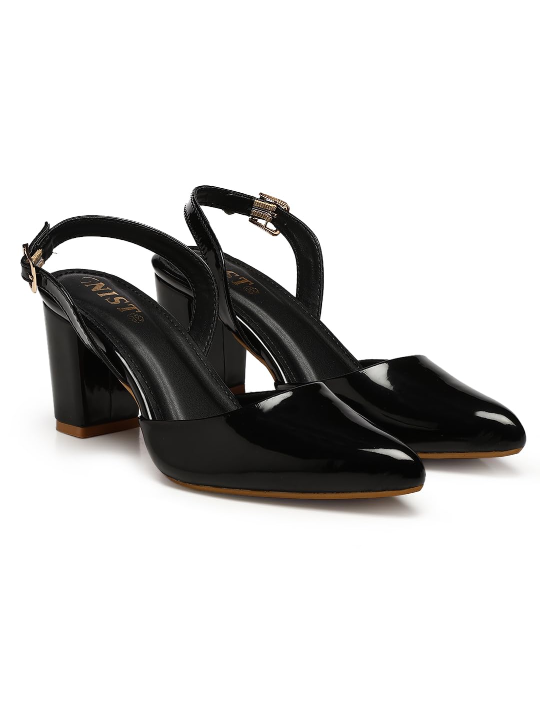 GNIST Classic Pumps Black Block Heels,Size 42EU/9UK