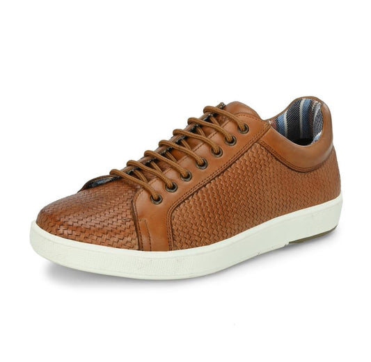 HITZ Men's Tan Leather Lace-Up Sneaker - UK 7
