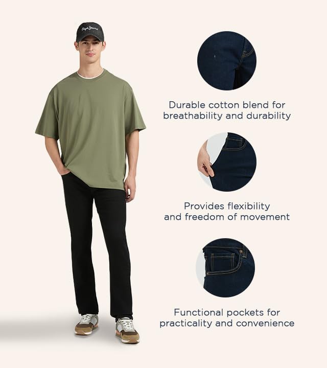 Pepe Jeans Men's Regular Jeans (PM208910G153_Jet Black