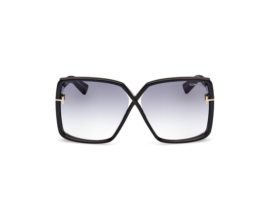 Tom Ford YVONNE FT 1117 Black/Smoke Shaded 63/11/135 Ladies Sunglasses, Black/Smoke Shaded