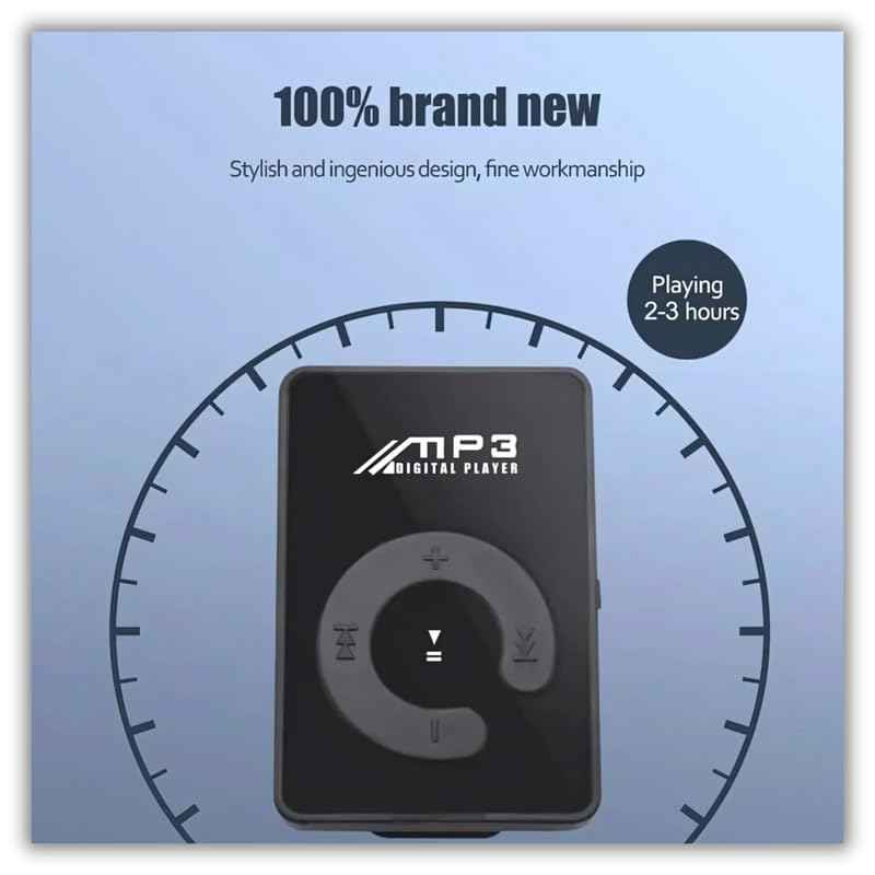 Drumstone 𝟏𝟓 𝐘𝐄𝐀𝐑𝐒 𝐖𝐀𝐑𝐑𝐀𝐍𝐓𝐘 MP3 Portable Mini Music Player, MP3 Back Clipwith Earphone,Card Slot, Mini Audio mp3 Card not included