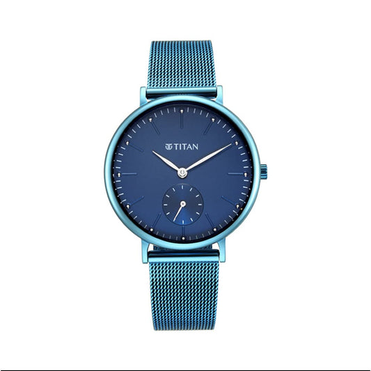 Titan Women Metal Analog Blue Dial Watch-95142Qm01/Np95142Qm01, Band Color-Blue