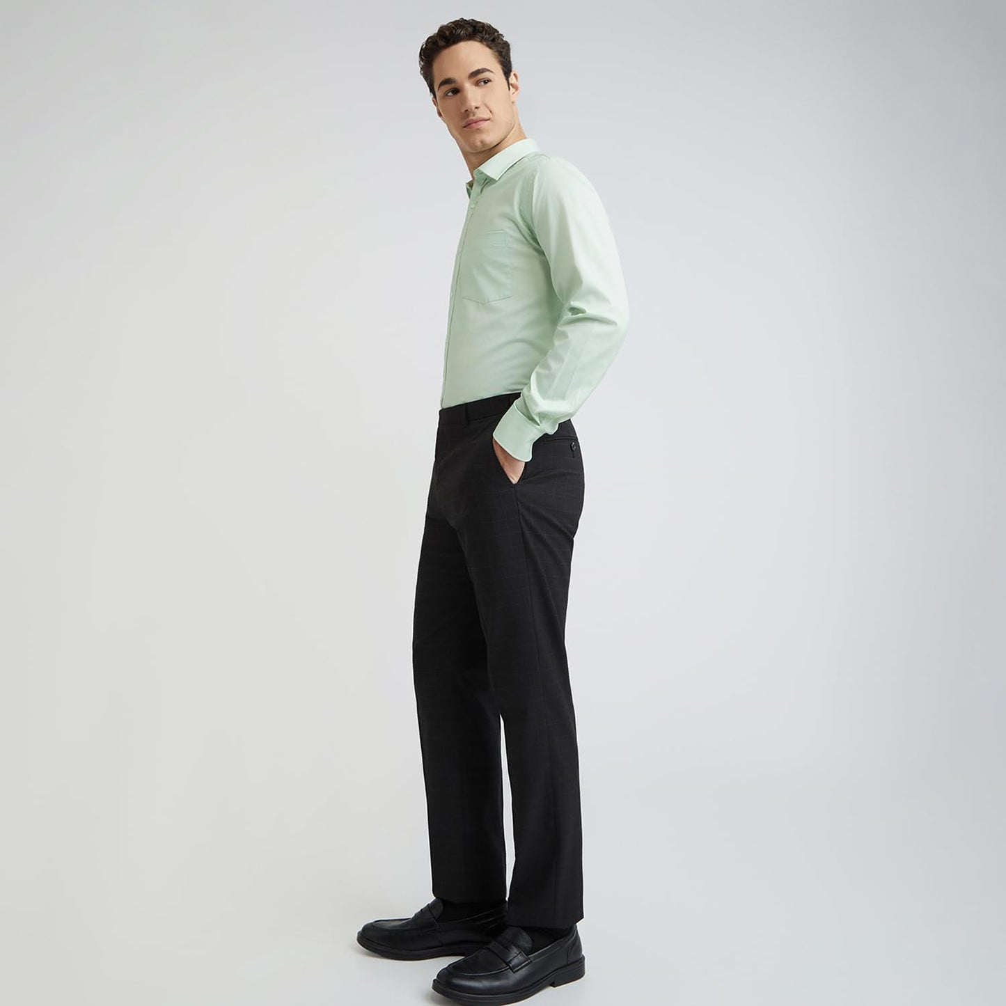 Park Avenue Men's Smart Fit Casual Pants (PMTX07523-G8_Dark Grey