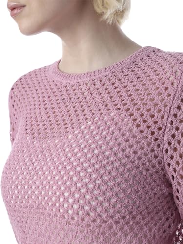 ONLY Women's Self Design Regular Fit Pink Top