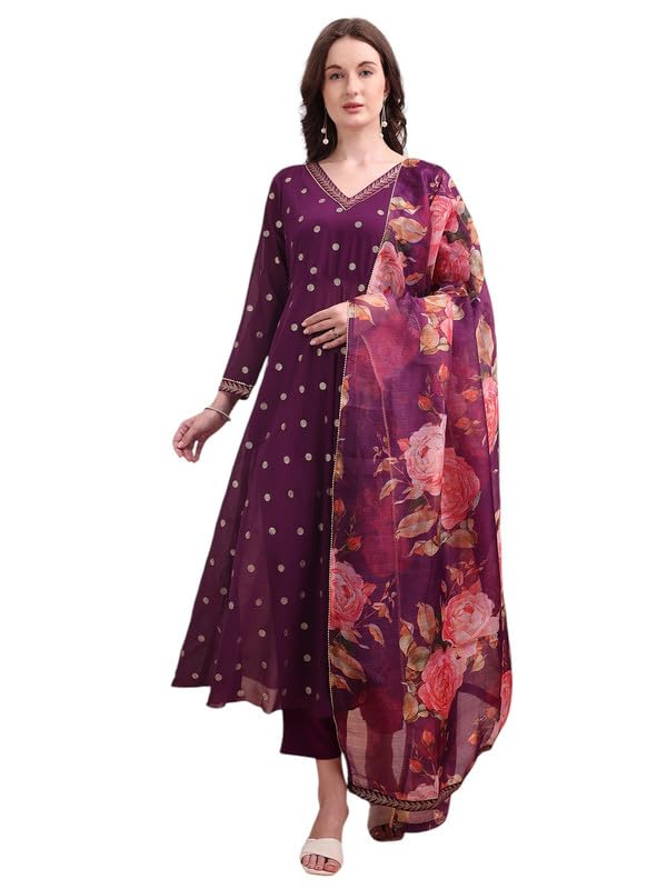Ahalyaa Women's Polyester Salwar_Suit_Set (AHKUPNDU-COMBO-1112_Purple