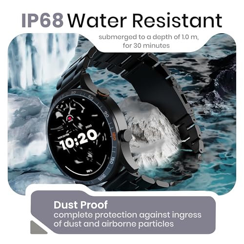 GOBOULT Newly Launched Crown R Pro Smart Watch 1.43''HD AMOLED, BT Calling, Working Crown, Zinc Alloy Frame, 600 Nits Brightness, AI Voice Assistant, SpO2 Monitoring, 120+ Sports Mode (Chrome Rig)