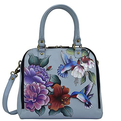 Anna by Anuschka Hand-painted Leather Organizer Satchel, Garden Jewels, One Size