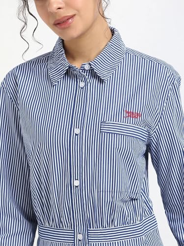Cotton Spread Collar Shirt Dress