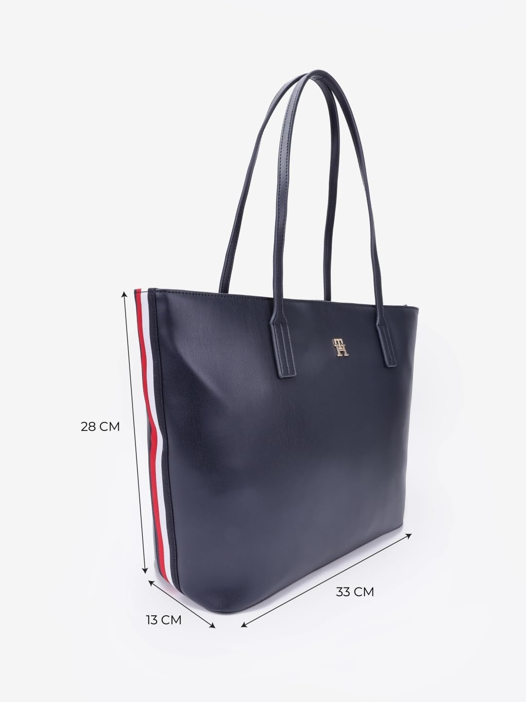 Tommy Hilfiger Solid Blue Polyester Tote Bag