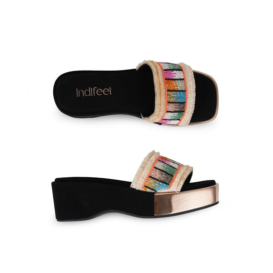 Indifeet Platform Heels for Women Woman Stylish Wedges Sandals Ladies Latest Heel Chappals Girls Comfortable Wedge Sandal Female Fancy Chappal Footwear Women’s Trendy Fashion Flatform